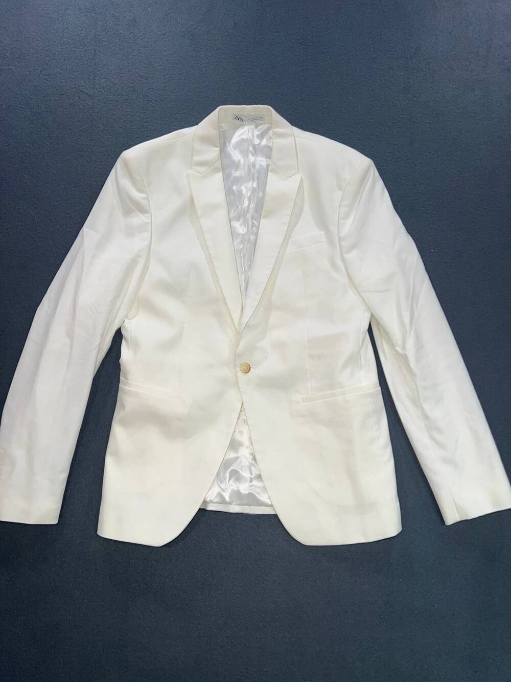 Zara Blazer Mens 38 White Notch Jacket Formal Business Wedding 2 Button A008814